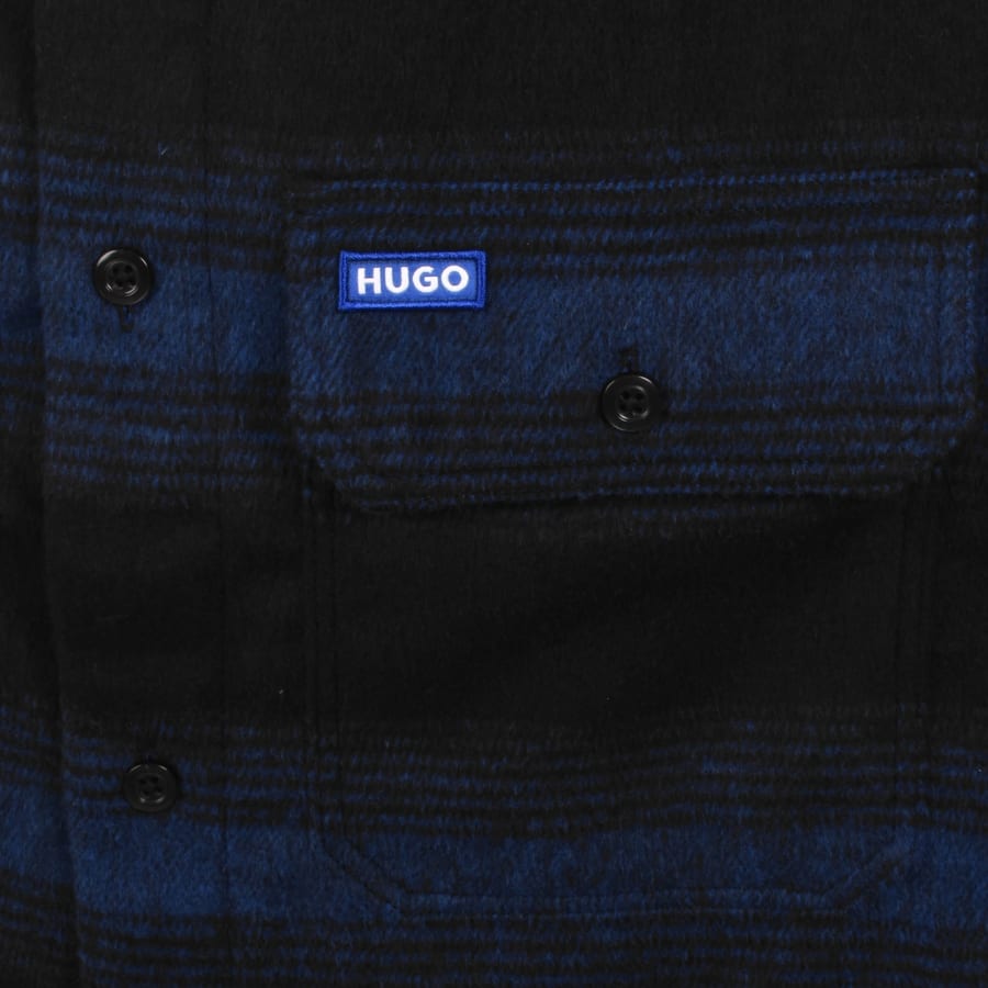 Image number 3 for HUGO Blue Ebolt Check Overshirt Blue