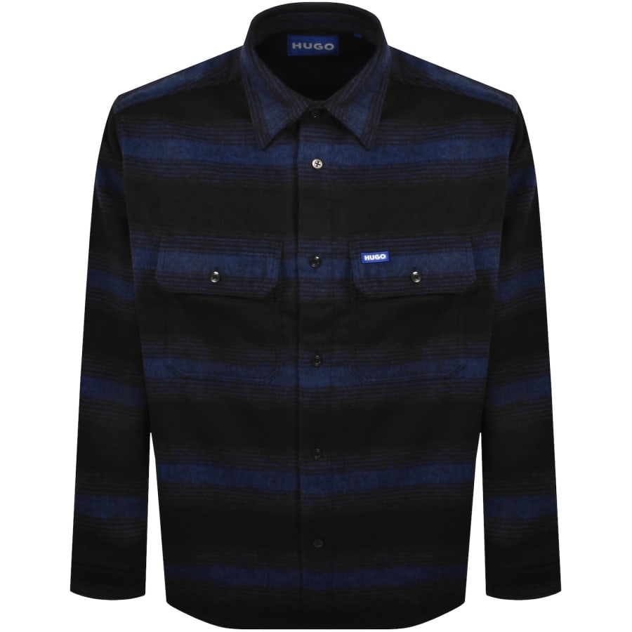 Image number 1 for HUGO Blue Ebolt Check Overshirt Blue