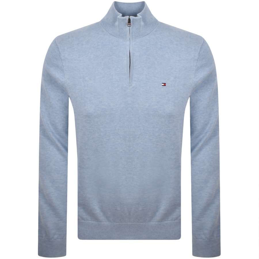 Image number 1 for Tommy Hilfiger Quarter Zip Jumper Blue