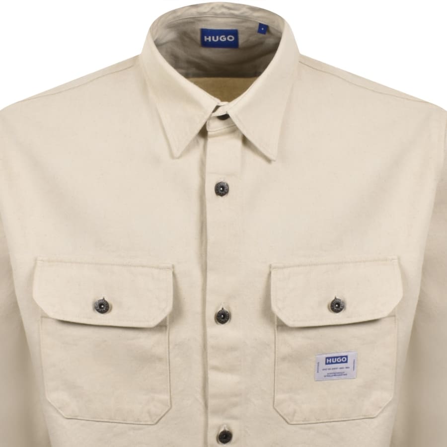 Image number 2 for HUGO Blue Ekynone Overshirt Cream