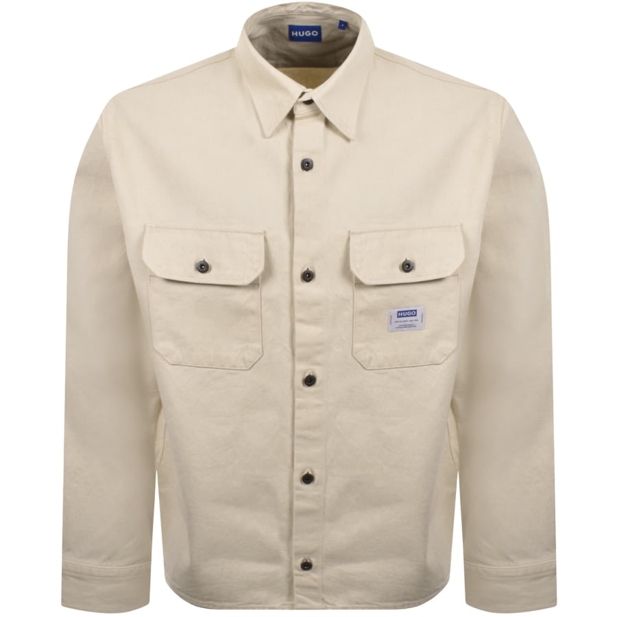 Image number 1 for HUGO Blue Ekynone Overshirt Cream