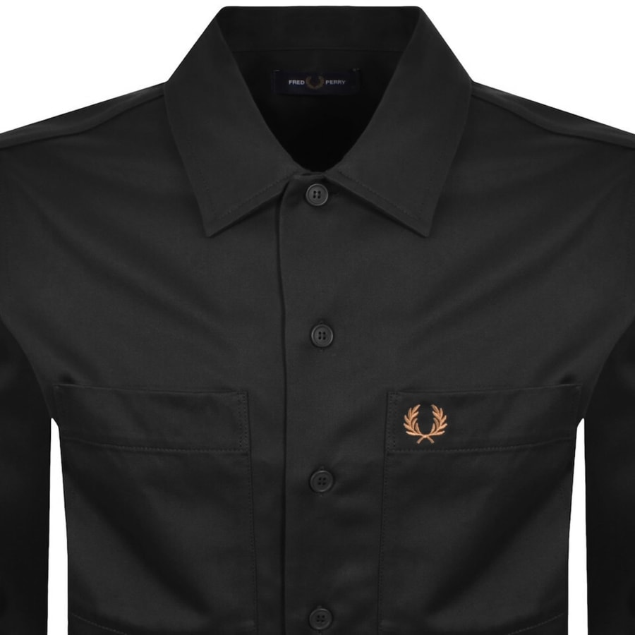 Image number 2 for Fred Perry Twill Overshirt Black