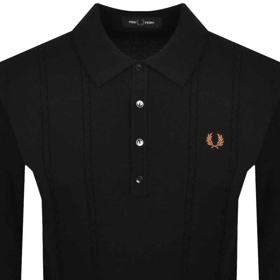 Image number 2 for Fred Perry Long Sleeve Knit Polo Black