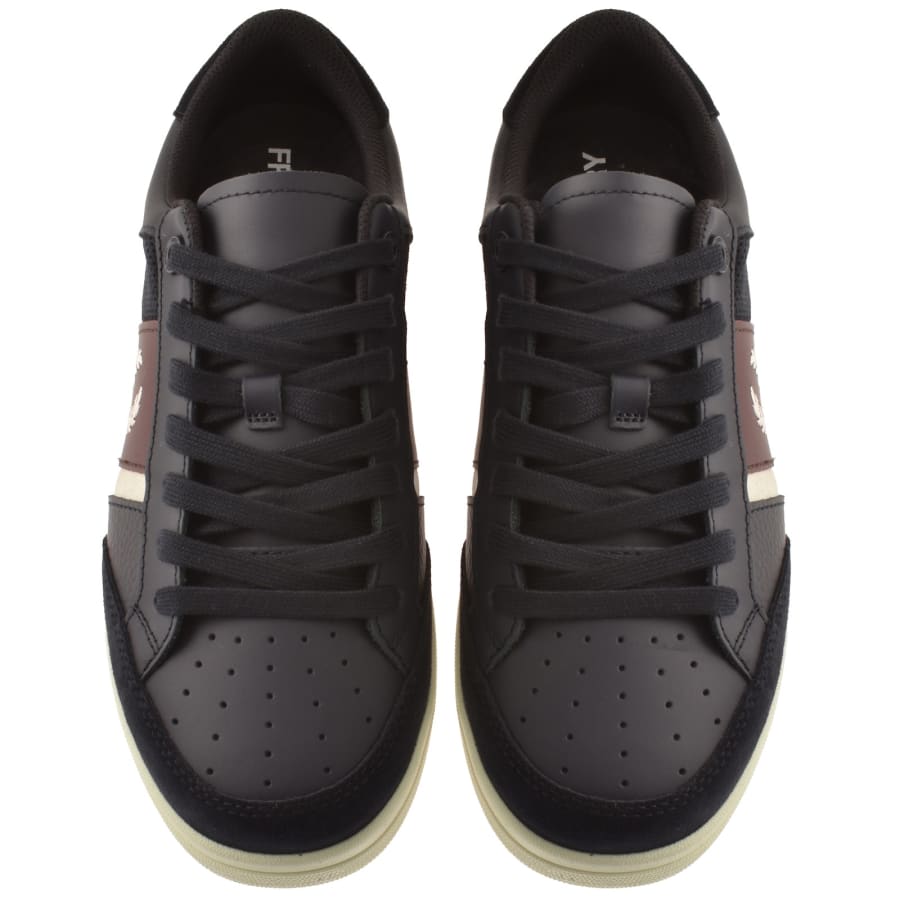 Image number 3 for Fred Perry B725 Leather Trainers Navy