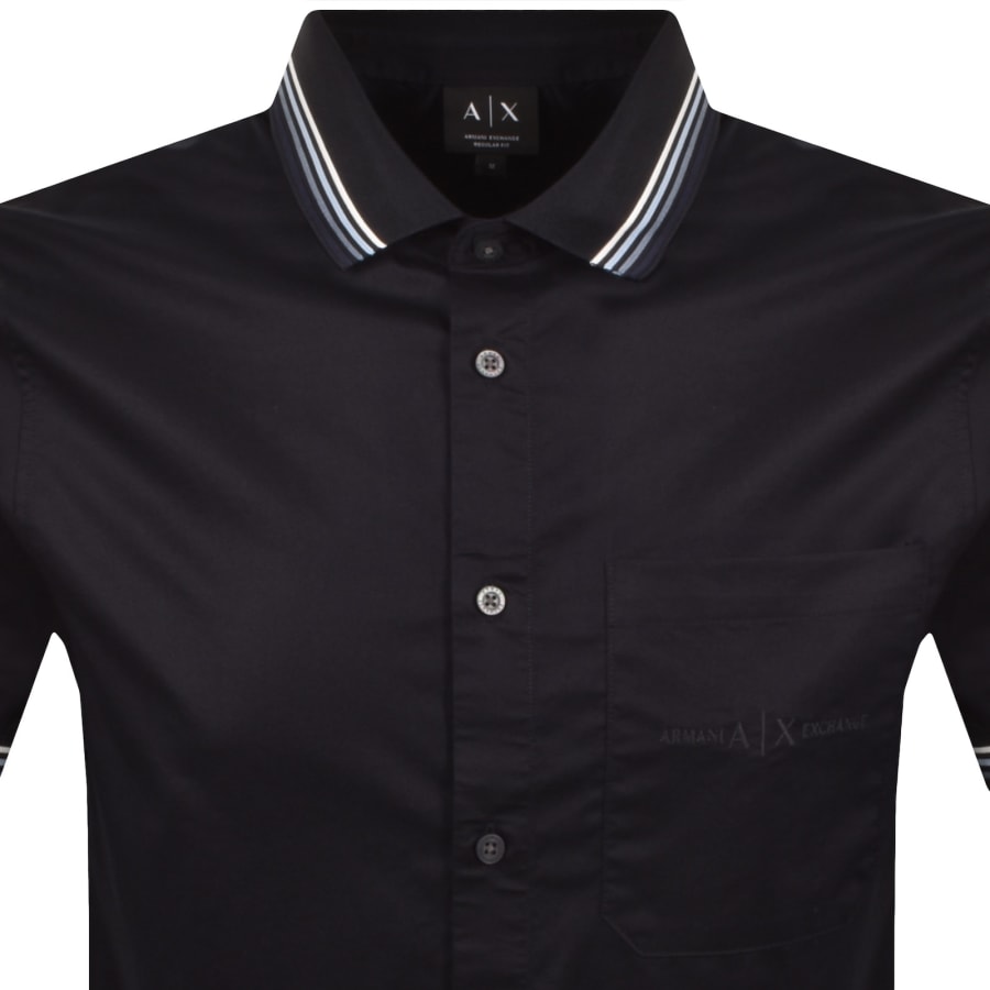 Image number 2 for Armani Exchange Ribbed Cuff Shirt Deep Navy