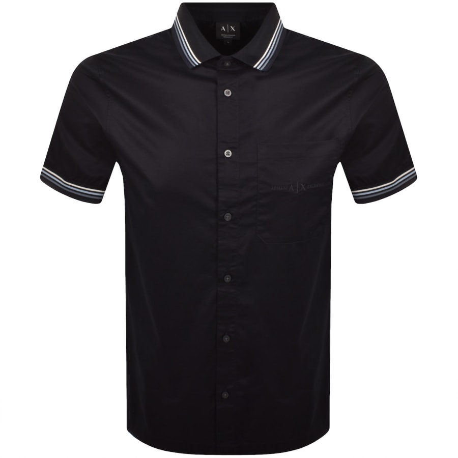 Image number 1 for Armani Exchange Ribbed Cuff Shirt Deep Navy