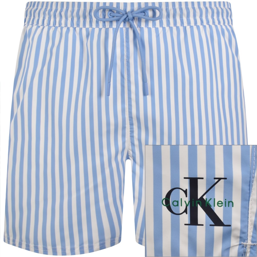 Image number 1 for Calvin Klein Swim Shorts Penny Stripe Blue