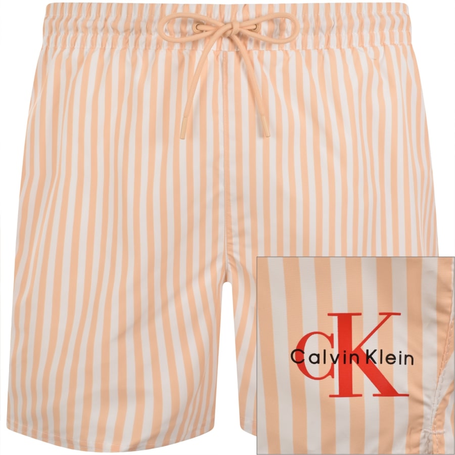 Image number 1 for Calvin Klein Swim Shorts Penny Stripe Orange