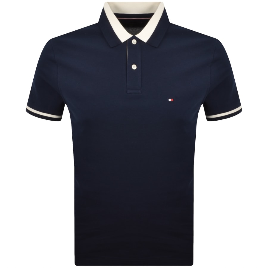 Image number 1 for Tommy Hilfiger Contrast Collar Polo Carbon Navy