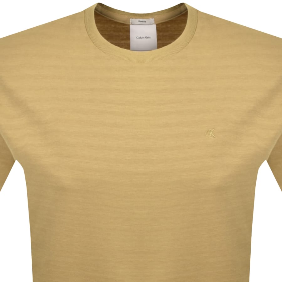 Image number 2 for Calvin Klein Tonal Stripe T Shirt Antelope Yellow