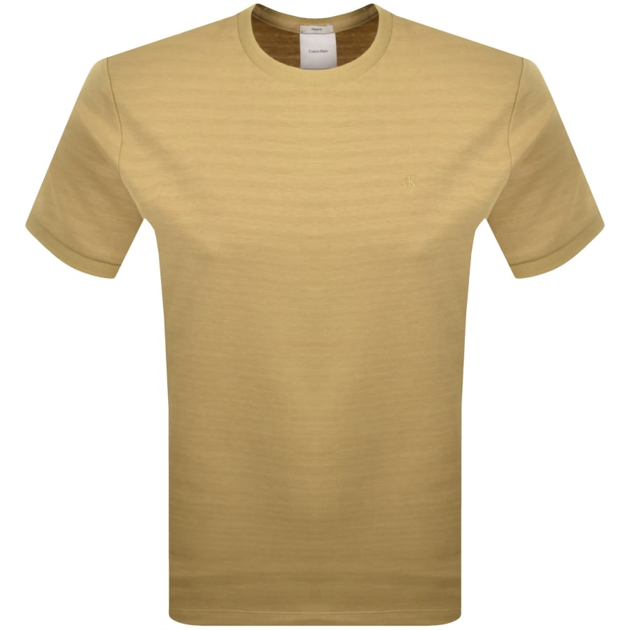 Image number 1 for Calvin Klein Tonal Stripe T Shirt Antelope Yellow