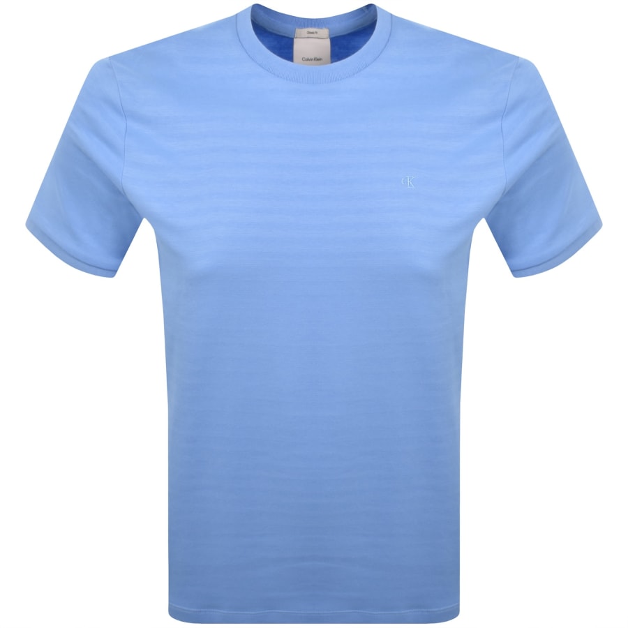 Image number 1 for Calvin Klein Tonal Stripe T Shirt Blue
