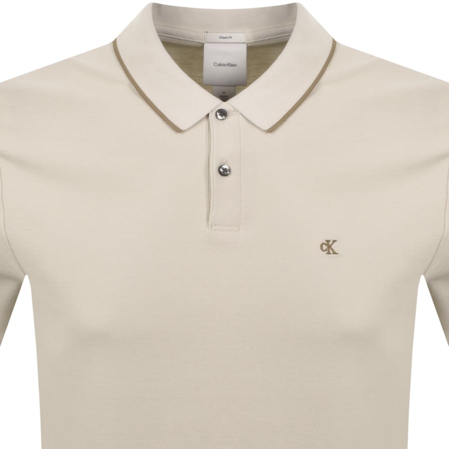 Image number 2 for Calvin Klein Refined Pique Polo T Shirt Beige
