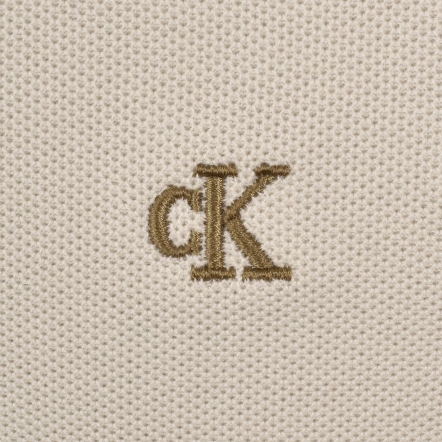 Image number 3 for Calvin Klein Refined Pique Polo T Shirt Beige