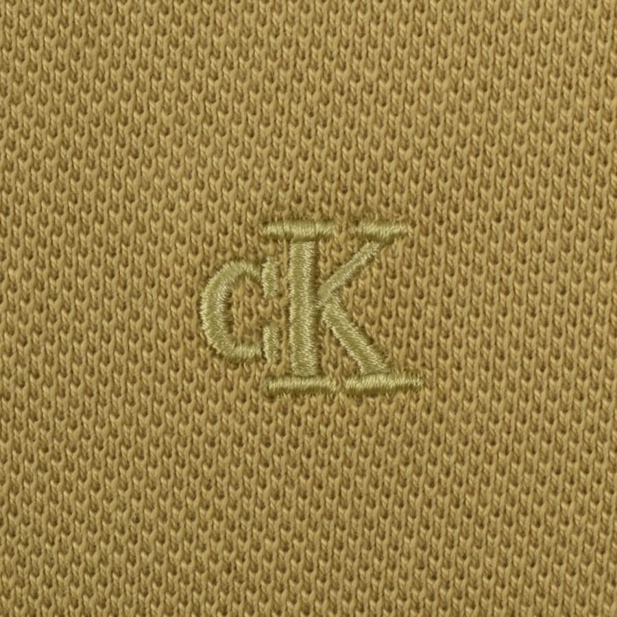 Image number 3 for Calvin Klein Zip Pique Polo T Shirt Yellow