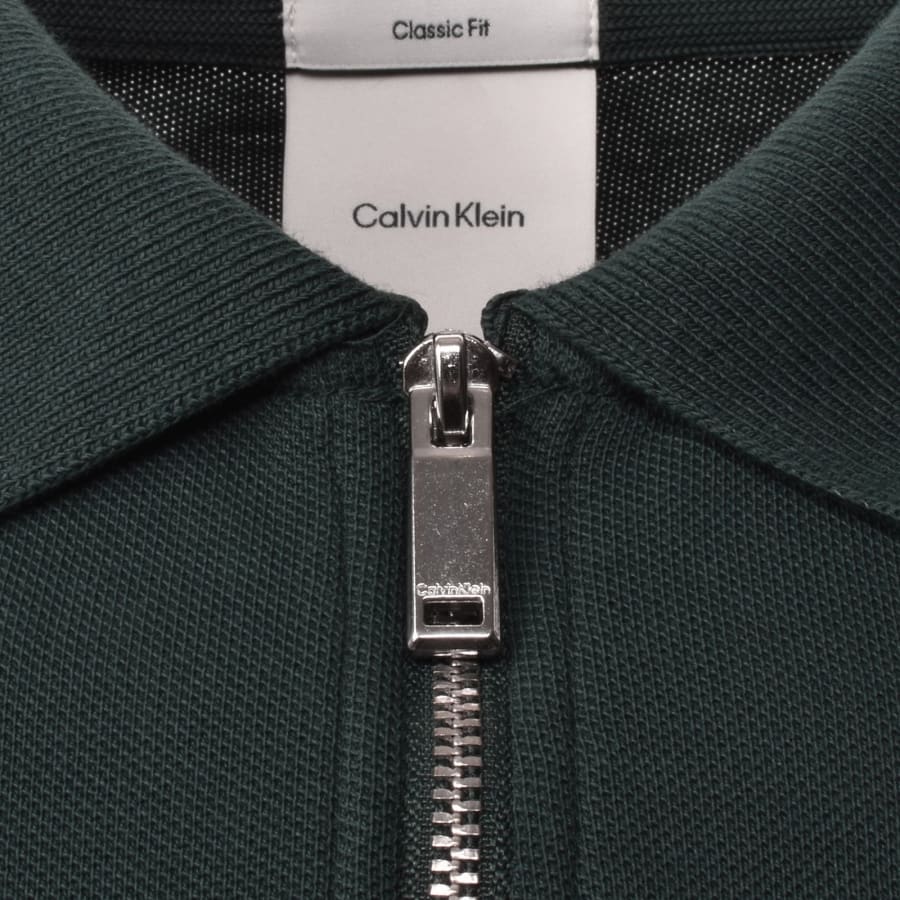 Image number 4 for Calvin Klein Zip Pique Polo T Shirt Green