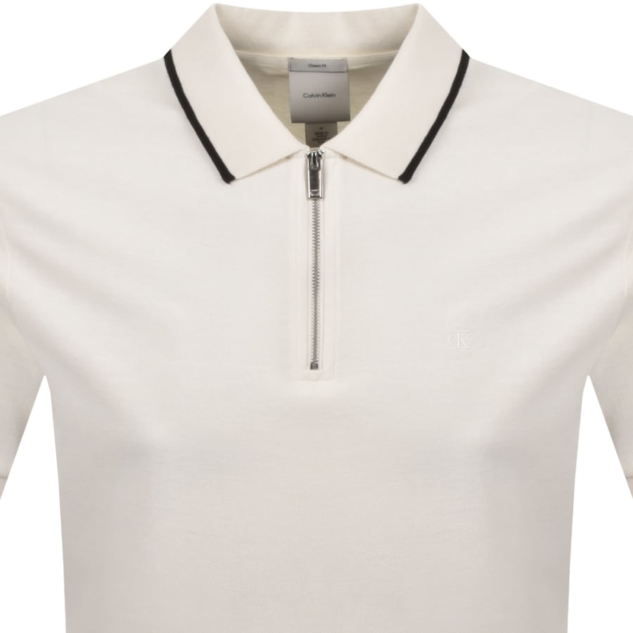 Image number 2 for Calvin Klein Zip Pique Polo T Shirt White