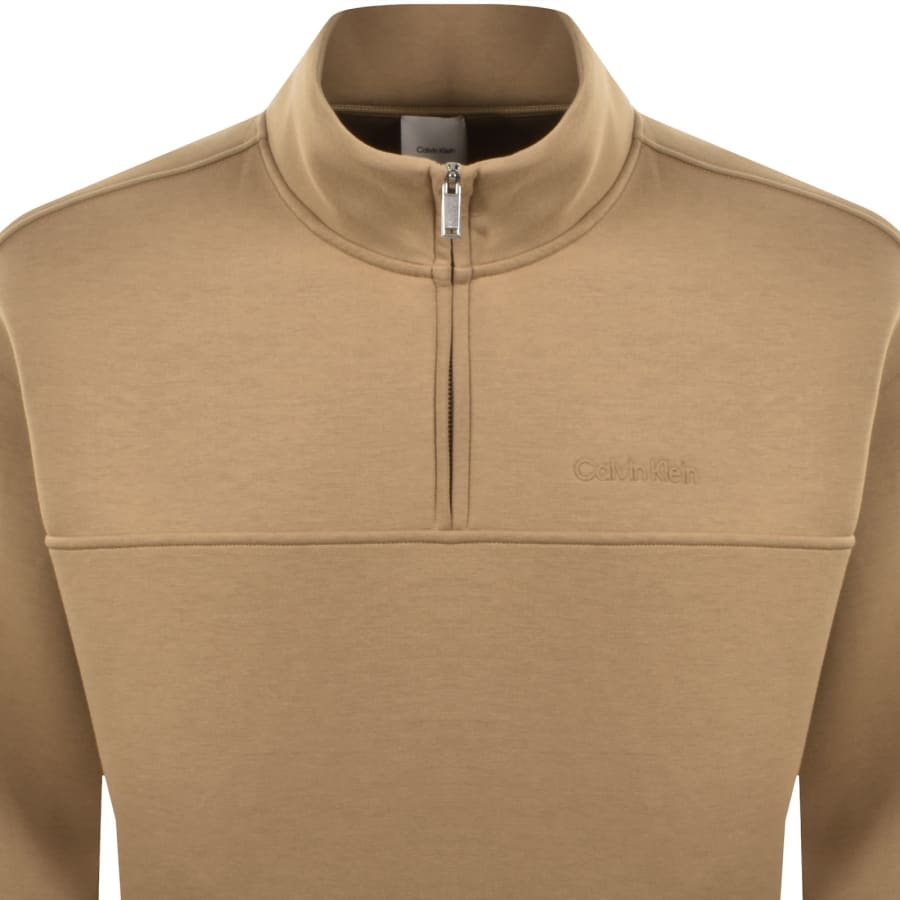 Image number 2 for Calvin Klein Quarter Zip Sweatshirt Brown