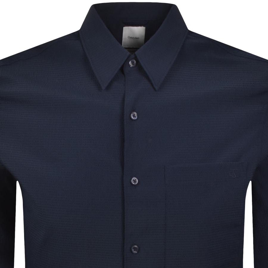 Image number 2 for Calvin Klein Seersucker Shirt Navy