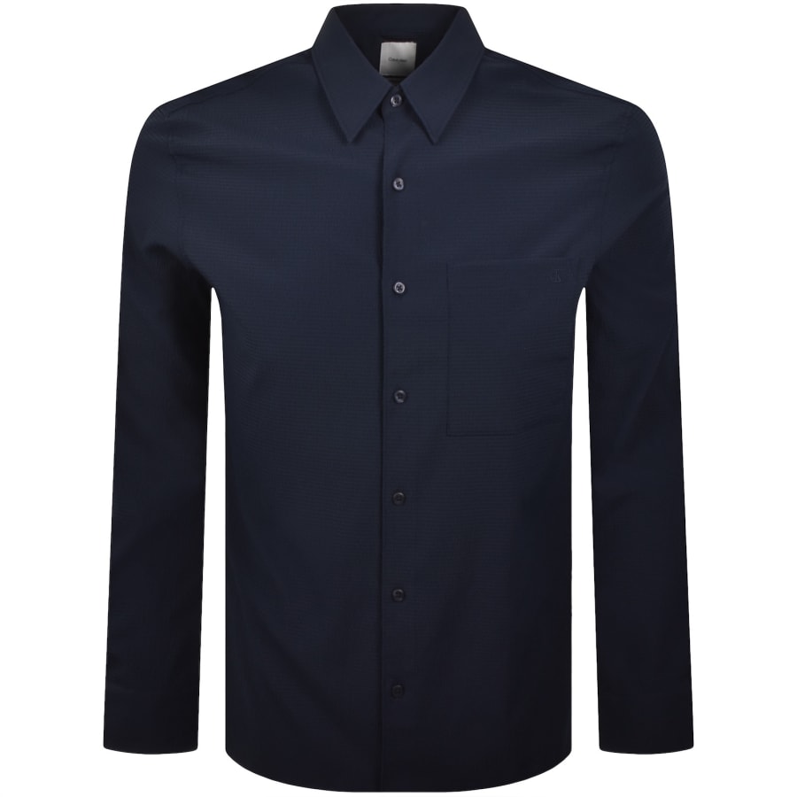 Image number 1 for Calvin Klein Seersucker Shirt Navy