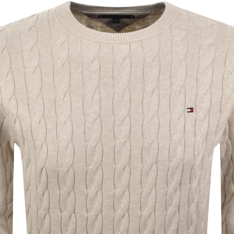 Image number 2 for Tommy Hilfiger Cable Knit Jumper Beige