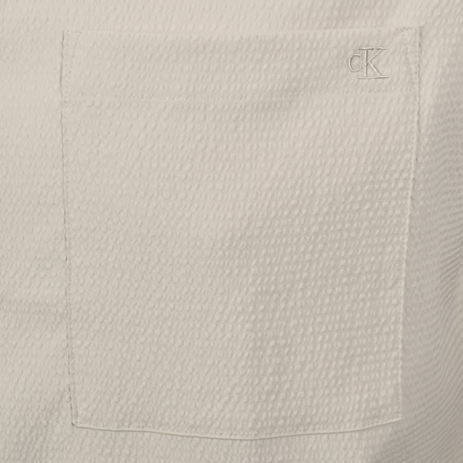 Image number 3 for Calvin Klein Seersucker Shirt Oatmeal Beige