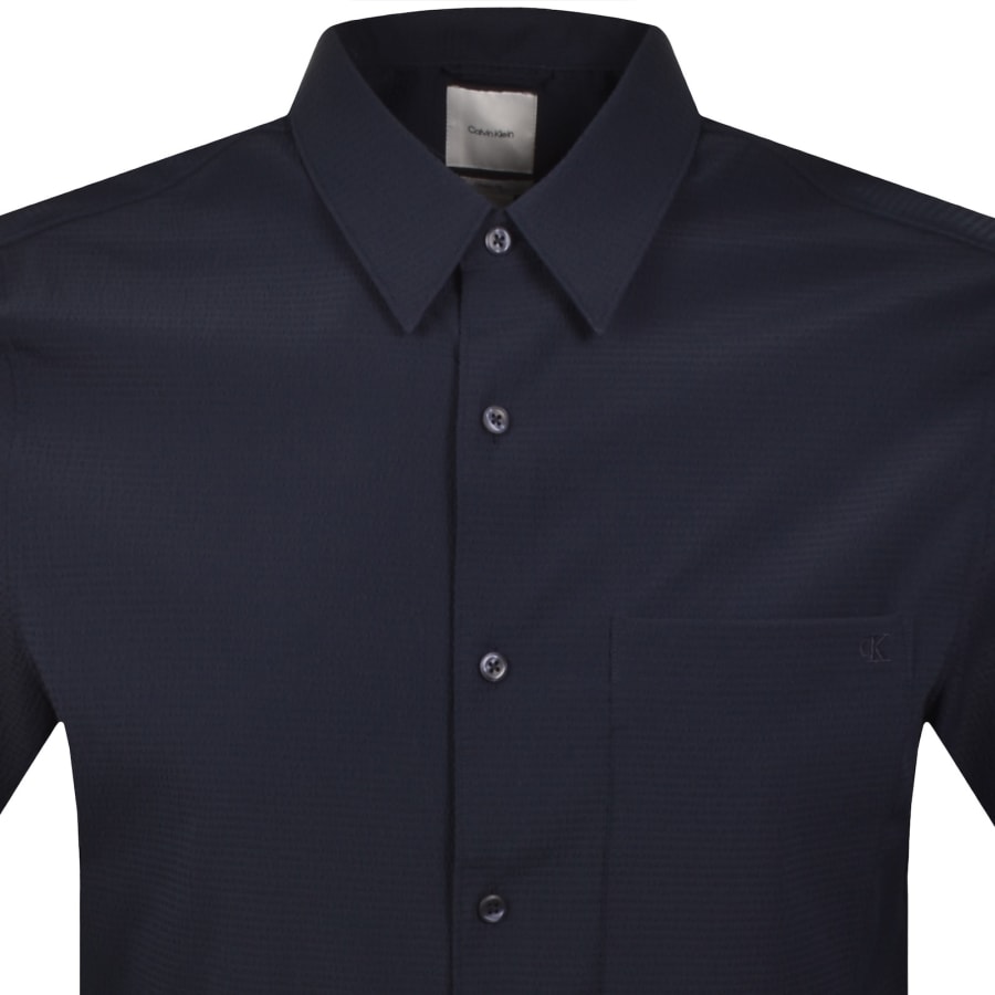 Image number 2 for Calvin Klein Seersucker Shirt Navy