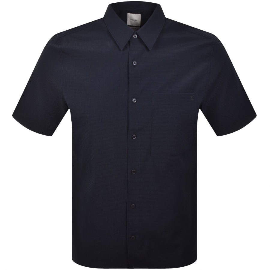 Image number 1 for Calvin Klein Seersucker Shirt Navy