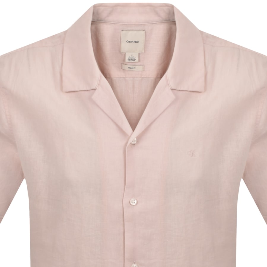 Image number 2 for Calvin Klein Short Sleeve Linen Shirt Pink