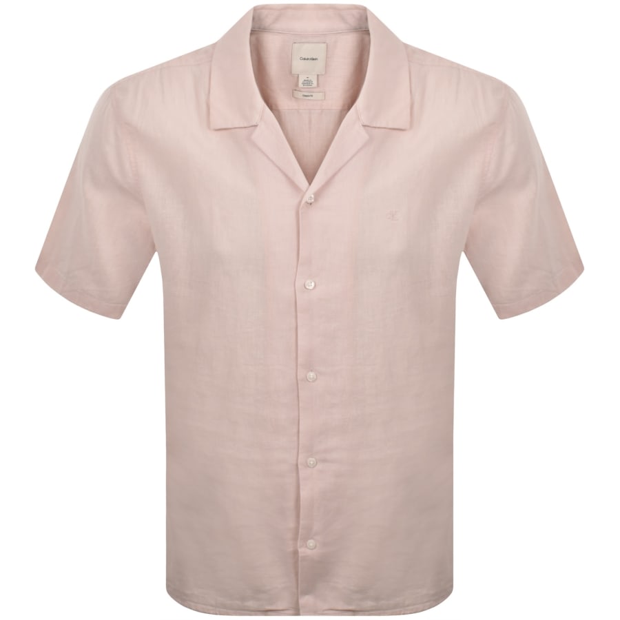 Image number 1 for Calvin Klein Short Sleeve Linen Shirt Pink