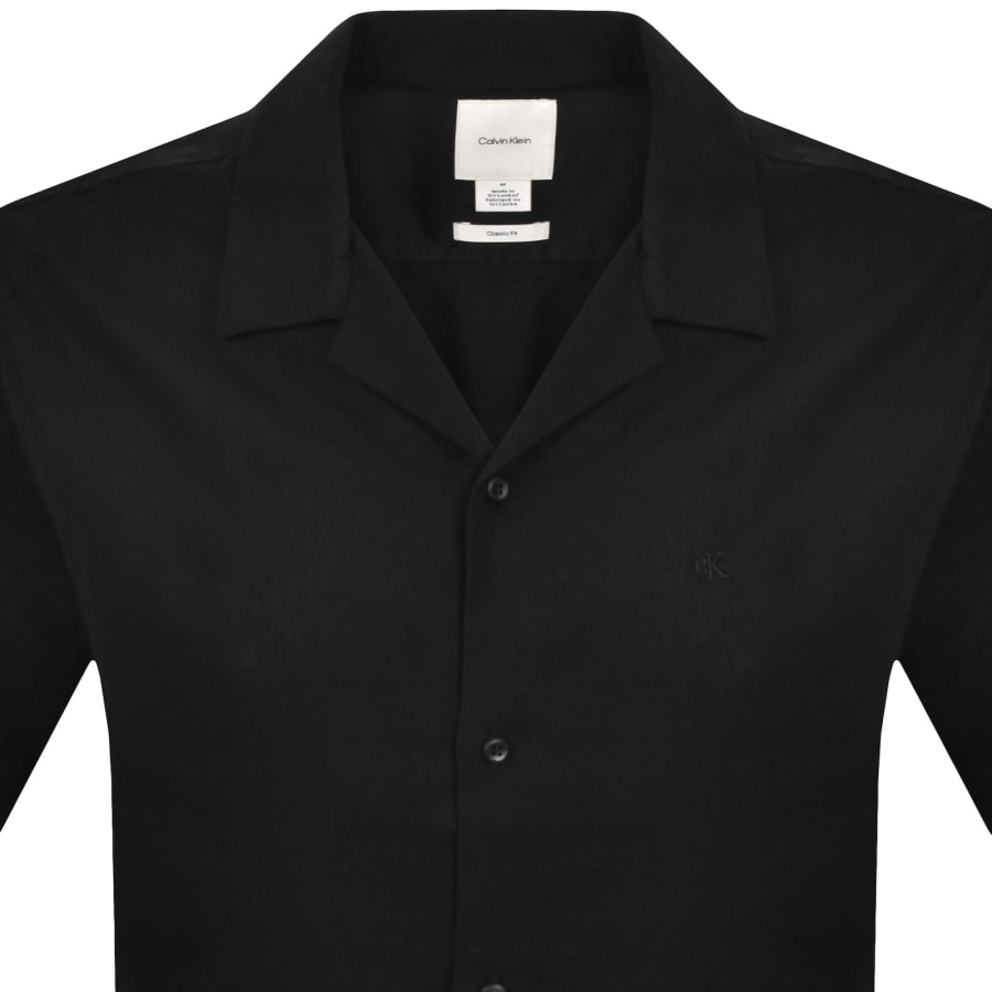 Image number 2 for Calvin Klein Short Sleeve Linen Shirt Black