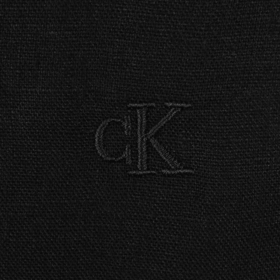 Image number 3 for Calvin Klein Short Sleeve Linen Shirt Black