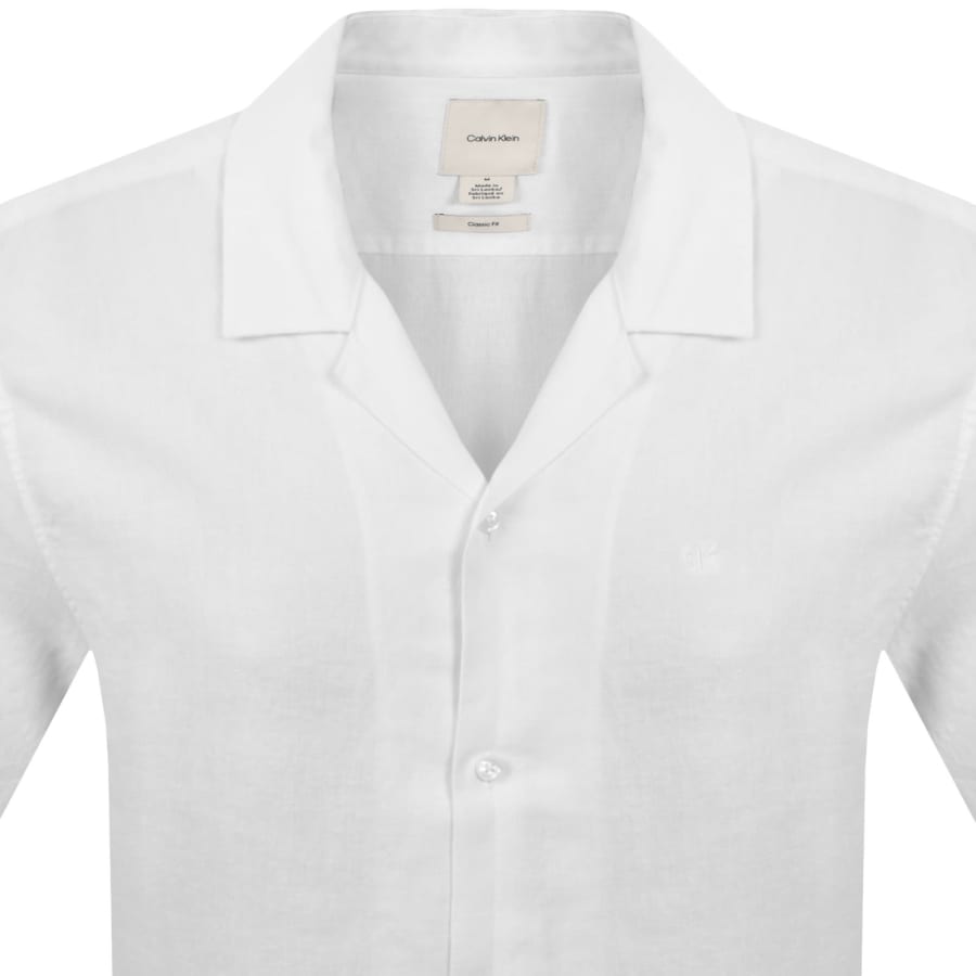 Image number 2 for Calvin Klein Short Sleeve Linen Shirt White
