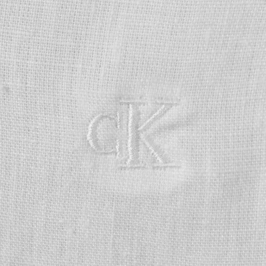 Image number 3 for Calvin Klein Short Sleeve Linen Shirt White