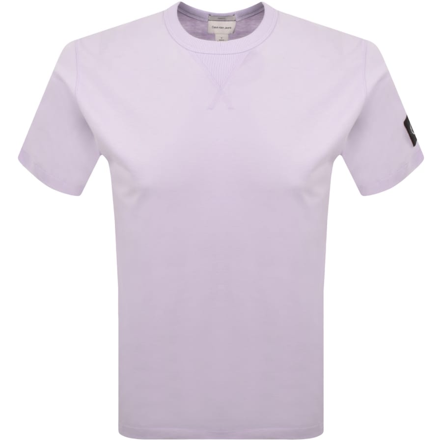 Image number 2 for Calvin Klein Jeans Badge T Shirt Lilac