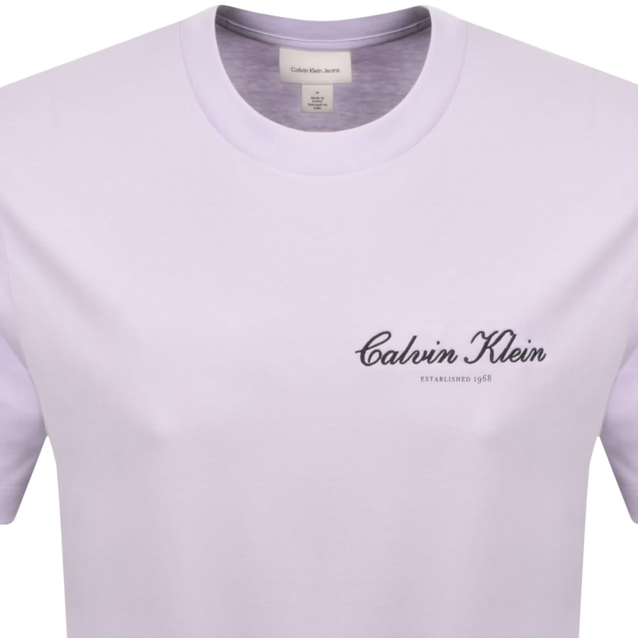 Image number 2 for Calvin Klein Jeans Logo T Shirt Lilac