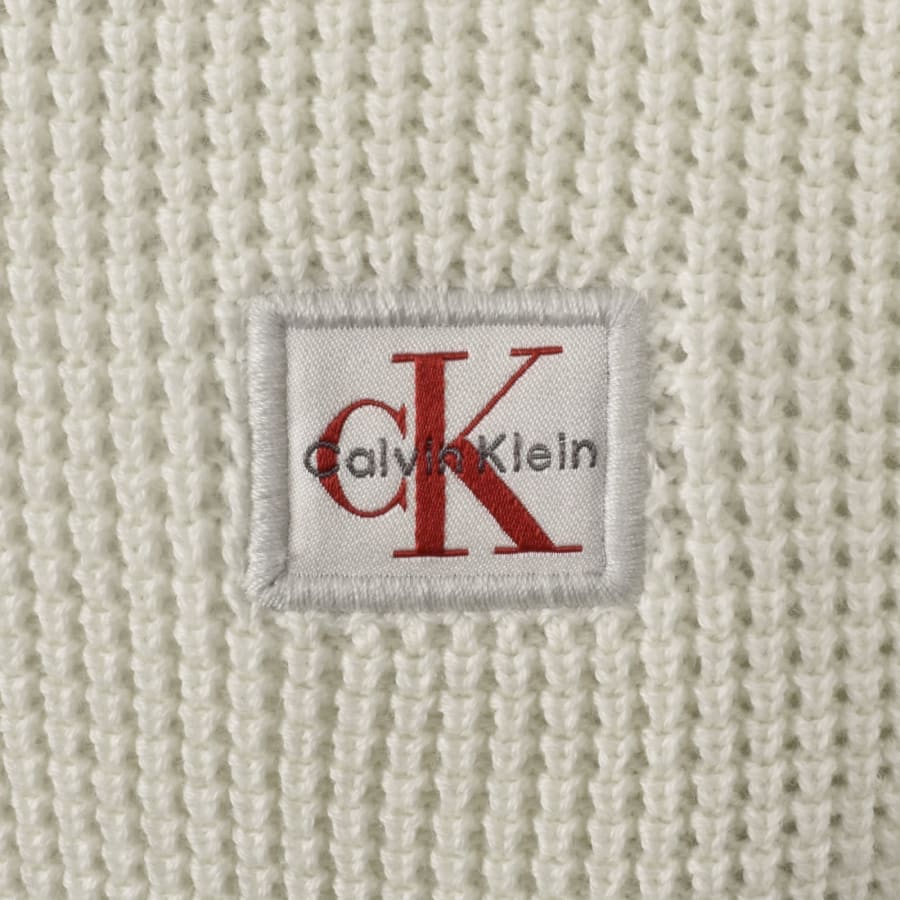 Image number 3 for Calvin Klein Jeans Quarter Zip Waffle Jumper Cream