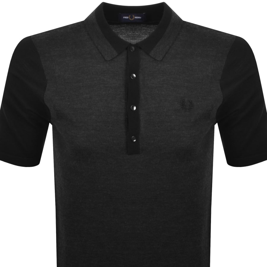Image number 2 for Fred Perry Colour Block Knit Polo Shirt Black