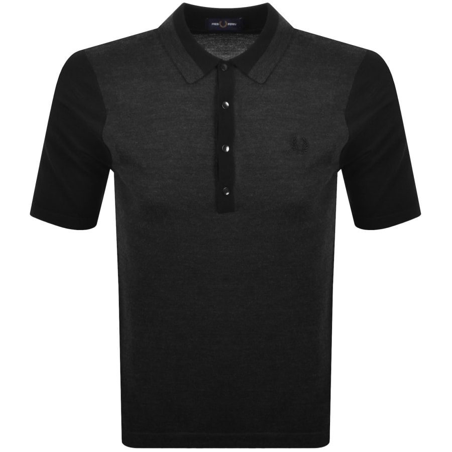 Image number 1 for Fred Perry Colour Block Knit Polo Shirt Black