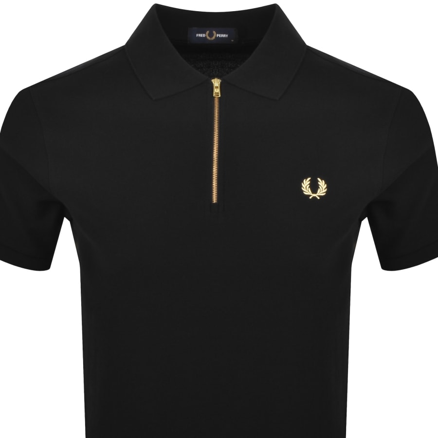 Image number 3 for Fred Perry Tape Polo T Shirt Black