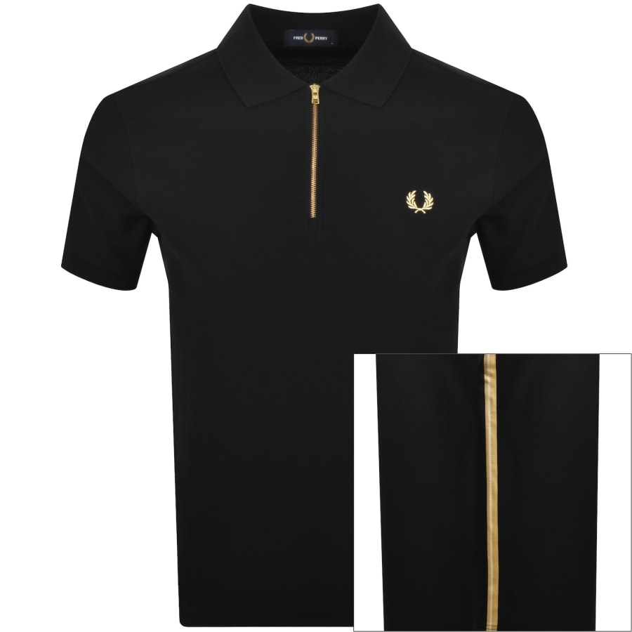 Image number 1 for Fred Perry Tape Polo T Shirt Black