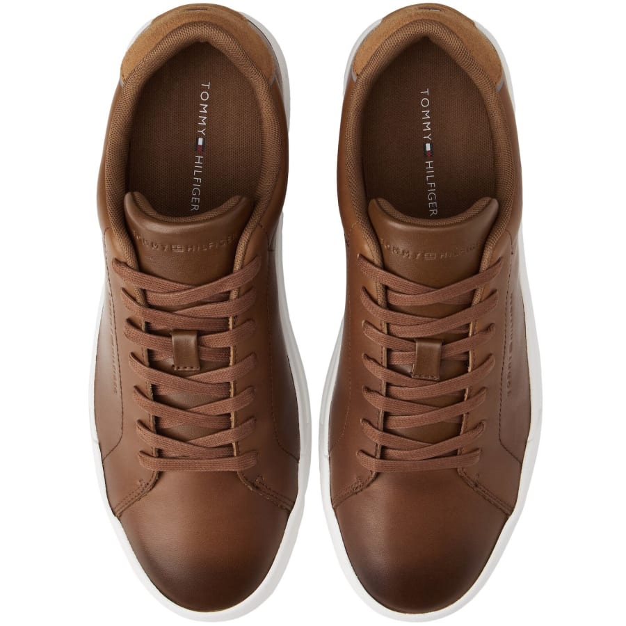 Image number 3 for Tommy Hilfiger Court Leather Trainers Brown