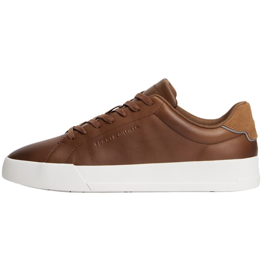 Image number 1 for Tommy Hilfiger Court Leather Trainers Brown