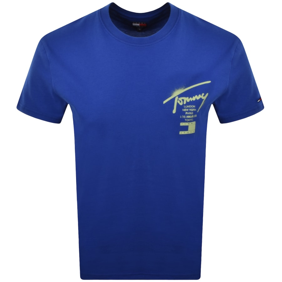 Image number 2 for Tommy Jeans Sign City T Shirt Blue