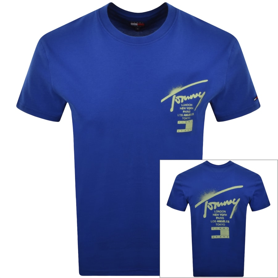 Image number 1 for Tommy Jeans Sign City T Shirt Blue