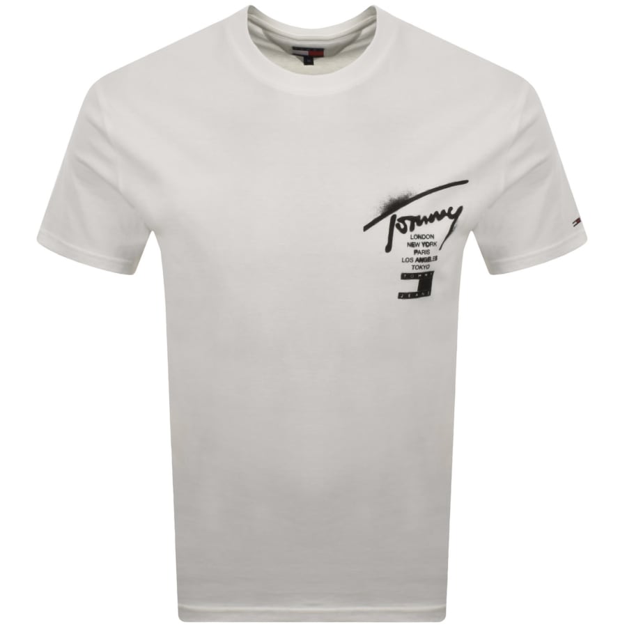 Image number 2 for Tommy Jeans Sign City T Shirt Ecru