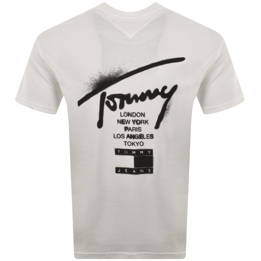 Image number 5 for Tommy Jeans Sign City T Shirt Ecru