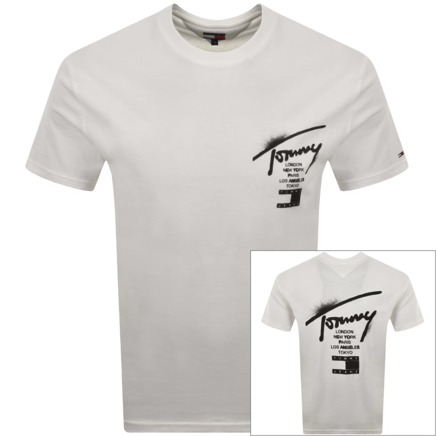 Image number 1 for Tommy Jeans Sign City T Shirt Ecru