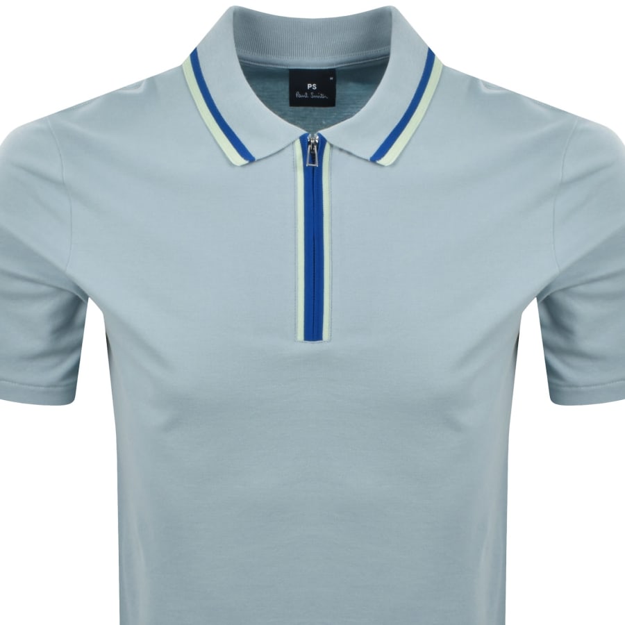 Image number 2 for Paul Smith Regular Fit Zip Polo Blue