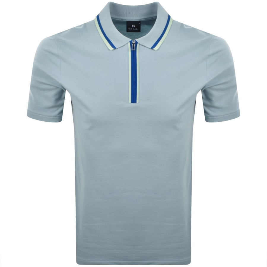 Image number 1 for Paul Smith Regular Fit Zip Polo Blue
